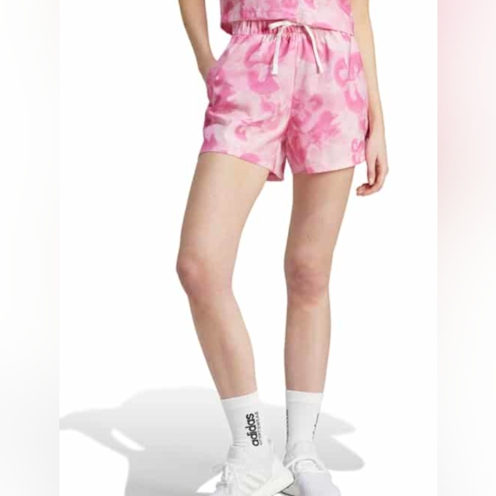 Adidas pink floral aop shorts size medium